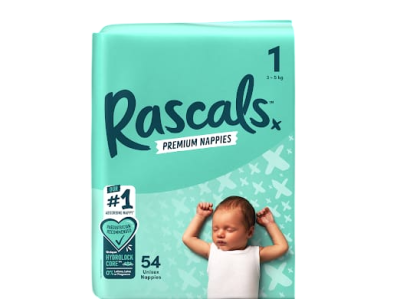 RASCALS PREMIUM NAPPIES 3-5 KG (1) 54s
