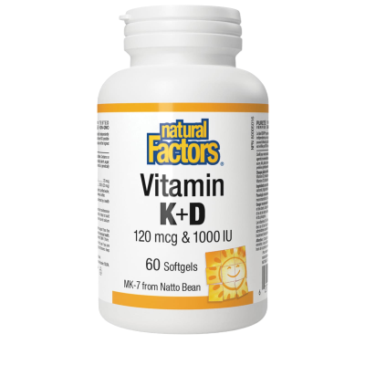 NATURAL FACTORS VITAMIN K+D 120MCG AND 1000IU 60SOFTGEL