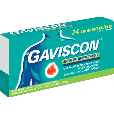 GAVISCON 250MG TABS PEPPERMINT 24`S