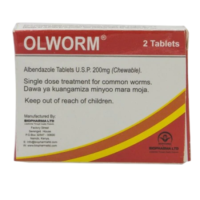 OLWORM TABS 2`S 200mg CHEWABLE